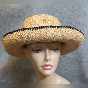 Scala Tan and Black Wide-Brimmed Hat